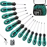 Magnetisch Torx Schraubendreher Satz, 12tlg Profi Schraubenzieher Set T5-T40 aus Chrom-Vanadium-Stahl, mit Magnetisierer/Entmagnetisierer, für Automobil und Hausgeräte Reparatur