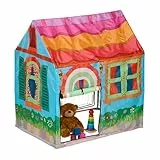 Relaxdays Spielzelt Landhaus-Design, HBT: 103 x 96 x 75 cm, Kinderzelt, 2 Eingänge, Spielhaus Indoor, Krabbelzelt, bunt