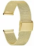 Alienwork Uhrenarmband Metall Mesh Armband Edelstahl Gold Mesh-Armband
