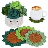 MASPHY Anfänger Häkelset, 6-Teiliges Set Teetasse Matte Häkelset, Einschließlich Garn, Zubehör, Schritt-für-Schritt Video Tutorial für Erwachsene Anfänger