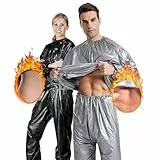 Fitness-Saunaanzug, Einteiler für Sauna, Fitnessstudio, Anzug zum Schwitzen Alles, Schwitzen, Fitness, Saunaanzug, Abnehmen für Damen, Herren, Training Indoor Outdoor, Reißfest (Schwarz, XL)