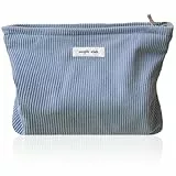 Tcdwla Kosmetiktasche, Kulturtasche Damen, Kulturbeutel Groß, Waschtasche Cord, Makeup Bag, Multifunktionaler für Schule, Reisen, Strand, Einkaufen (Blau)