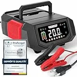 Autobatterie Ladegerät 12V/24V, HAUSPROFI 20A Intelligentes Batterieladegerät KFZ mit Einstellbarem Strom, 9-Stufige Ladung & Reparaturmodus für Auto, Motorrad, LKW, Blei-Säure, AGM, Lithium LiFePO4