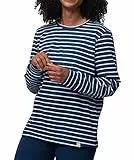 greenjama Damen Langarm-Shirt Ringel, GOTS-Zertifiziert Pyjamaoberteil, Ultramarin, 40