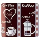 Maximex Multi-Platte Kaffeeduft, Herdabdeckung für Glaskeramik-Kochfelder, Gehärtetes Glas, 56 x 50 cm, mehrfarbig