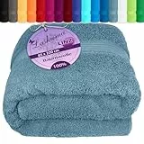 Lashuma Saunatuch 85x220 cm Tauben Blau, Linz XXL Badehandtuch groß aus Frottee, Saunahandtuch lang für Sauna, Spa und Sonnenliege