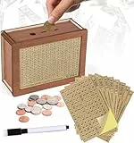 Kkluno Spardose Holz – Wiederverwendbare Sparbox mit Zähler & Ankreuzfeldern, Geldbox für 500–10.000 €, Spardose Erwachsene & Kinder zum Geld sparen, Sparziel-Kasse für Zuhause & Büro