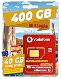 Vodafone Prepaid SIM-Karte, XXL, für Spanien, 400 GB und 40 GB, für Europa, Großbritannien, Türkei/Online-Aktivierung