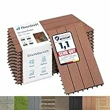 Floordirekt WPC Fliesen 60x30 cm, 1m² = 6 Terrassenfliesen, Klickfliesen, Balkonfliesen in Holzoptik - Bodenbelag für Balkon & Terrasse - wetterfest mit Drainagefunktion | Hellbraun | Royal