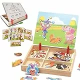 Rimafi magnetisches Holzpuzzle für Kinder ab 3 Jahren mit weißer Tafel zum Zeichnen