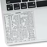 SYNERLOGIC (2 pcs) Mac OS Keyboard Shortcuts Stickers | No-Residue Laminated Vinyl Cheatsheet MacBook Keyboard Stickers 83 x 83 mm (Clear/Black, 2 pcs)