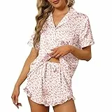 SAPJON Damen Seiden-Pyjama-Set, 2–4 Stück, Satin-Pyjama-Set, Loungewear, weich, sexy Nachtwäsche-Sets, G Pink Leopard, XL