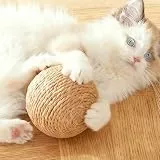 Speedy Panther 10 cm großer Sisal-Katzenball mit Rassel im Inneren, langlebiger, interaktiver Kauen und Spielen, gewebter Ball zum Beißen und Kratzen