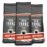 Der-Franz Espresso Kaffee, Intensität 5/5, Arabica und Robusta, ganze Bohne, 3 x 500 g