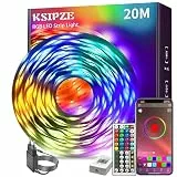KSIPZE Led Streifen 20m RGB LED Strip mit Fernbedienung Bluetooth APP, Musik Sync Timer-Einstellung Dimmbar Farbwechsel Led Lichterkette Lichtband Leiste Band Beleuchtung für Zimmer Partei