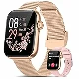RUXINGX 2024 Smartwatch Damen, 1,83' Armbanduhr mit Telefonfunktion Menstruationszyklus Herzfrequenz Schlafmonitor SpO2 IP68 Wasserdicht Sportuhr Fitness Tracker Schrittzähler für iOS Android Roségold