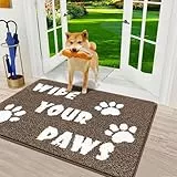 Enyhom Fußmatte Innen Waschbar 60 x 90cm Hunde und Wipe Your Paws Design Hunde Schmutzfangmatte, rutschfest Absorbierend Schmutzfänger Fussabtreter Türvorleger