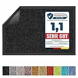 Floordirekt Schmutzfangmatte Rhine - waschbare & leistungsstarke Fußmatte - Sauberlaufmatte mit Rutschfester Rückseite - Türmatte für den Eingangsbereich (Schwarz, 90 cm x 120 cm)