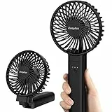 EasyAcc Handventilator, 5000mAh Mini Tragbarer Ventilator mit Powerbank-Funktion, Wiederaufladbar USB Ventilator, Faltbar Kompatibel Lüfter für Konzert, Reisen, Büro und Zuhause - Schwarz
