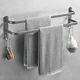 60CM Handtuchhalter Ohne Bohren, Handtuchhalter Grau, Handtuchhalter Wand, Handtuchhalter Ohne Bohren Schwarz, Handtuchstange Badezimmer Zubehör, Handtuchhalter Bad Doppelt für Badezimmer Küche