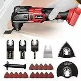 Ecarke Akku-Multifunktionswerkzeug kompatibel mit Milwaukee Akku 18V Li-Ion,Multitool 6 Einstellbare Geschwindigkeiten, Bürstenlos Motor zum Entfernen,Schaben,Schneiden mit 23 Zubehör(Ohne Akku)