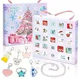 Weihnachten Adventskalender 2025 Mädchen Kinder, 24 Tage Weihnachtskalender DIY Geschenk für Teenager Mädchen Karikatur Schmuck Armband Kit mit Charm Armbänder Ring Halloween Geburtstags Geschenk