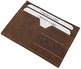 myledershop Flaches Büffel-Vollleder Kreditkartenetui/Kartenetui/Visitenkartenetui/Scheckkartenetui mit RFID & NFC Schutz in Cognac