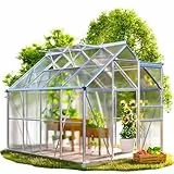 GARDEBRUK® Gewächshaus Aluminium 4,8m² mit Fundament 250x190cm inkl. 2 Dachfenster Tomatenhaus Treibhaus Anzuchthaus Garten Frühbeet Aufzucht 7,7m³