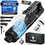 VALKER® Handstaubsauger Akku [TESTSIEGER] Starke Saugleistung 80000 RPM | Druckluft Funktion 2-in-1 | Waschbarer HEPA-Filter | Handsauger Kabellos für Auto & Zuhause | Mastergrip