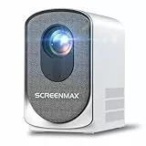 SCREENMAX 4K Mini WiFi Bluetooth Outdoor Beamer - 1080P LED Video Projektor Mit Elektronischem Fokus Und Trapezkorrektur, 150 Zoll Heimkino Für iPhone/Android/Laptop/TV Stick, Weiß
