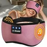 LC-dolida Schlafmaske mit Kopfhörer Augenmaske,100% Blackout Schlafkopfhörer 15 Stunden Wiedergabe Augenmaske zum Schlafen, Schlafhilfen mit Reisetasche und 2 Schlafohrstöpsel