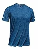 TACVASEN Trainingsshirt Herren Kurzarm Casual T-Shirt Tennis Shirt Basic Tee Tops mit Rundem Ausschnitt, Mittelblau, XL