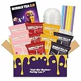 Bubble Tea 2.0 Party Set – 10x Instant Bubble Tea inkl. Becher, Deckel & Strohhalme – Perfekt für jede Feier! (Erdbeere, Pfirsich, Mango, Brombeere)