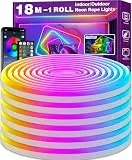 LETIANPAI 18M Neon LED Strip, Flexible LED Strips, Control with App/Remote, Multiple Modes, Waterproof, Music Sync Gaming Strip Lights for Bedroom Indoor, IP65 Outdoor RGB Neon Lights