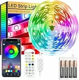 FUPT LED Streifen Batterie,5 Meter 150 LED Klebe Streifen,Batteriebetrieben,Bluetooth Musik Sync Timer-Einstellung Dimmbar Farbwechsel Led Lichterkette Lichtband Leiste Band für Zimmer Partei deko