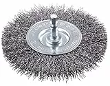 kwb Scheiben-Bürste grob, HSS-Stahldraht, Ø 100 mm für Metall und Stein, Drahtbürste für Bohr-Maschine inkl. E6.3 Sechskant-Schaft, zum Entrosten, Entzundern, Aufrauen und Reinigen