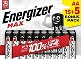 ENERGIZER PILAS ALKALINE MAX MAX LR6 (AA) BL15+5 BR, Pack de 15+5 pilas, Multicolor