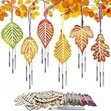 HONMOK 12 Stück Herbst Windspiel Bastelset Holz Blätter Basteln Kinder Herbstblatt Klangspiel Bastelhandwerk Herbst Kreativsets zum Bemalen Geschenk für Jungen Mädchen Herbstdeko