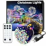 ARKOCHIC 35M Lichterkette außen, 300 warmweiß LED Lichterkette Weihnachtsbaum außen innen mit Fernbedienung, 11 Modi wasserdicht Weihnachtsbeleuchtung aussen für Garten Balkon Hochzeit, Warmweiß/Bunt