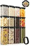 Withosent Vorratsgläser mit Glasdeckel 12er Set, 1000/600ml Vorratsdosen Glas Eckig, Glasbehälter Vorratsglas, Stapelbare Aufbewahrungsgläser Küche für Pasta, Müsli, Bohnen, Gewürze, Snack