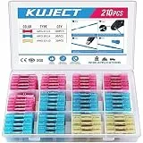 Kuject Stoßverbinder 210stk Kabelverbinder, Quetschverbinder Wasserdicht Schrumpfverbinder Set 10-22 AWG Stossverbinder