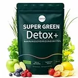 Grüne Entgiftungspulver,200g Grüner Pulver Helfer,Superfood Greens Pulver Helfer zur Entgiftung & für Energie mit Gerstengras,Matcha,Heidelbeeren,Reich in Vitaminen,Mineralien & Ballaststoffen