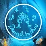 ENUOLI Neonschild mit Weinglasmotiv, LED-Neonlichter für die Wanddekoration, USB-betriebene Leuchtschilder mit Weinglasmotiv, dimmbare Neonschilder mit Getränkemotiv für Schlafzimmer, Heimbar, Restau