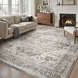 SIXHOME Vintage Teppich Wohnzimmer 90 * 150cm, Waschbar Teppich Schlafzimmer Kurzflor, Weich rutschfest Carpet für Wohnzimmer, Schlafzimmer, Esszimmer, Grau