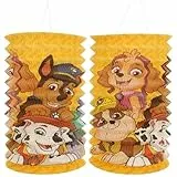 2X Laterne für Sankt Martin und Halloween - Papierlaterne mit Motiv von den Hunden aus der Nickelodeon Serie Paw Patrol - Martinslaterne für Kinder (02 Stück - Ø 26cm)