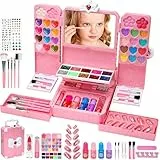 Kinderschminke Set Mädchen Spielzeug Geschenke - 74PCS Waschbar Schminkkoffer Kinder, Schminke Kinder Make Up Set Spiele, Prinzessin Weihnachts Geburtstags Geschenke für Mädchen 4 5 6 7 8 9 10 Jahre