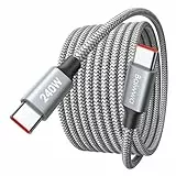 Baiwwa 240W USB C auf USB C Kabel 1.5M, Schnellladekabel USBC to USBC Ladekabel für iPhone 15 16 Pro Max, Samsung Galaxy S25 S24 Plus A16 A56, Pixel 7a -Grau