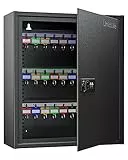 Uniclife 60 Positionen Schlüsselschrank mit Kombination und Schlüsselschloss, zurücksetzbar, schwarz, Digitale Sicherheitsbox, Schlüssel-Organizer mit verstellbaren Regalen