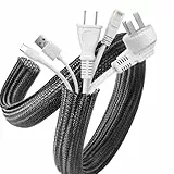 AGPTEK 6m Kabelschlauch, 15-25mm selbstschließend Kabelkanal, Flexibler gewebter Kabelmantel, Kabelmanagement für Schreibtisch, TV, Computer, PC, Kabelschutz für Hund, Katze, Schwarz