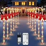 Lichterkette Zuckerstangen LED Außen, 12 Stück 120 warmweißen LEDs Zuckerstangen Beleuchtet, IP65 wasserdicht, 12 Beleuchtungsmodi Timer für Garten, Balkon, Weihnachtsbeleuchtung & Deko Innen/Außen